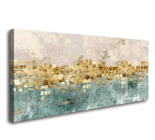 DZL Art A74675 Peinture abstraite dorée Décoration murale moderne Toile dorée Peinture grise Décoration contemporaine Toile abstraite grise Peinture d'art de salon 