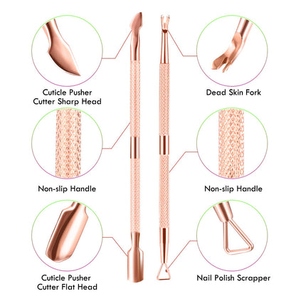 Cuticle Trimmer & Pusher – Professional Stainless Steel Manicure/Pedicure Tool for Nails