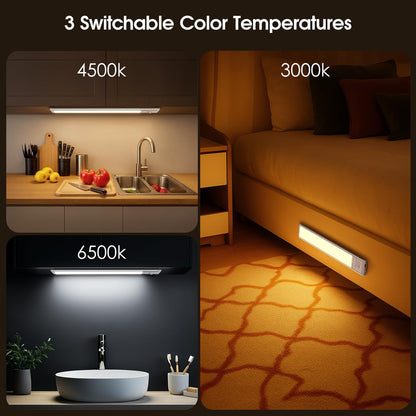 Chasesun 9.6” LED Motion Sensor Under Cabinet Lights – USB-C Rechargeable, 3-Tone Dimmable, Magnetic Mount, 5-Pack