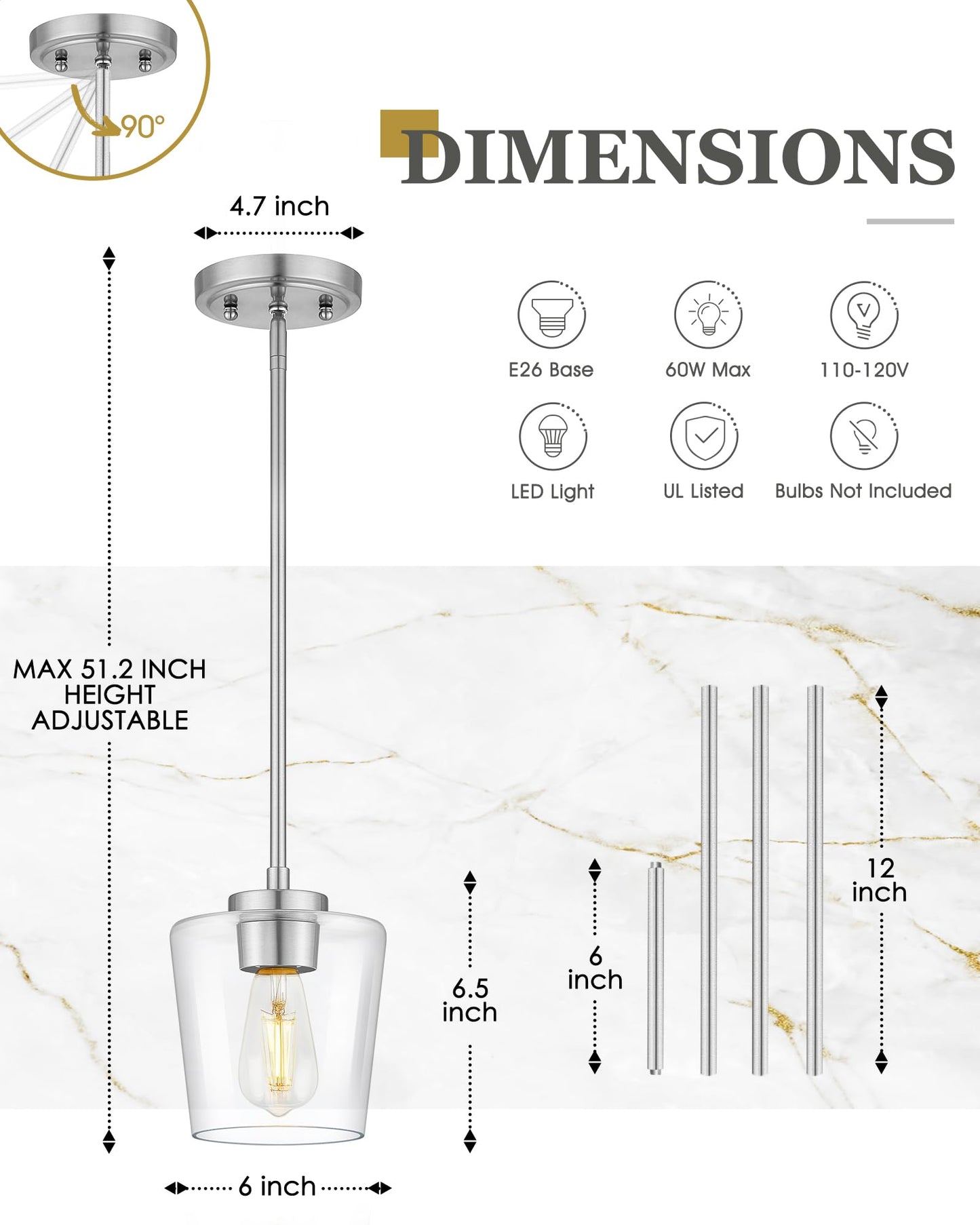 3-flammige Pendelleuchte, gebürstete goldene Esszimmerleuchte über dem Tisch, verstellbare Kücheninselbeleuchtung mit milchweißem Glas, Bauernhaus-Hängeleuchte, AD-22004-3P-GD 