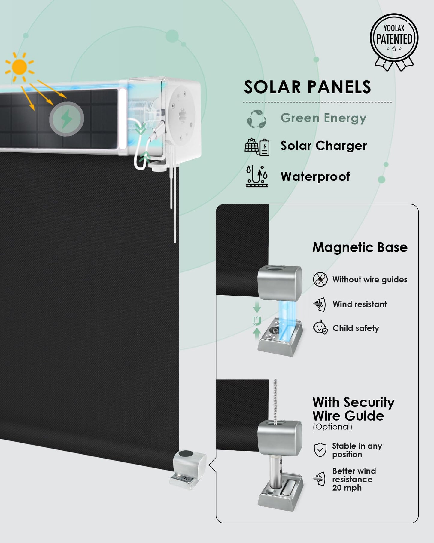 Yoolax Motorisierte Außenrollos, Smart-Jalousien, kompatibel mit Alexa Google, Sonnenschutz mit Fernbedienung, Smart-Jalousien für Veranda, Terrasse, wasserdichte Rollos, individuell anpassbar (3 % Offenheit, Alpine Rock) 