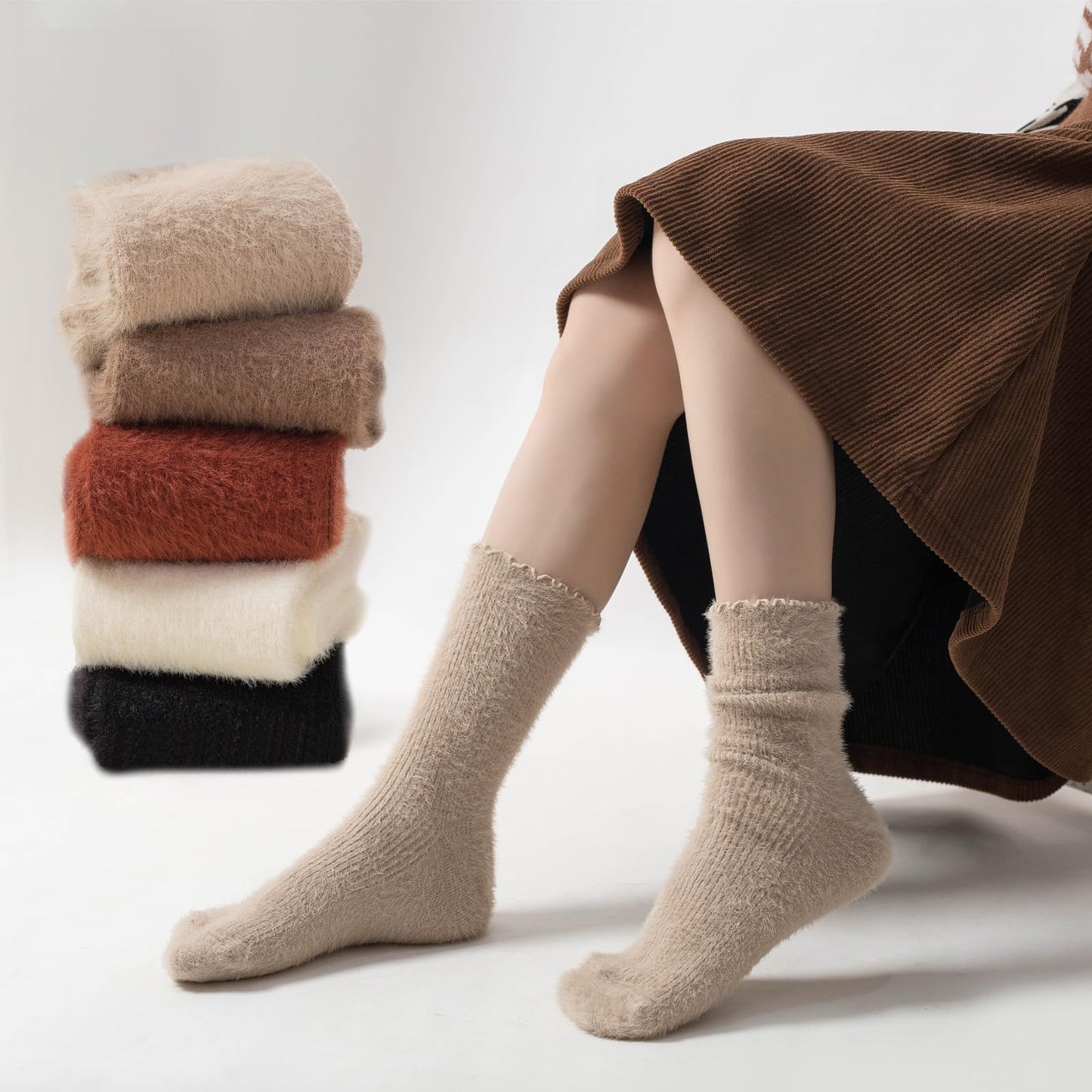 5 Pairs Fuzzy Soft Cozy Comfortable Socks for Women, Casual Sleep Comfy Socks, Perfect Warm Winter Gifts for Women