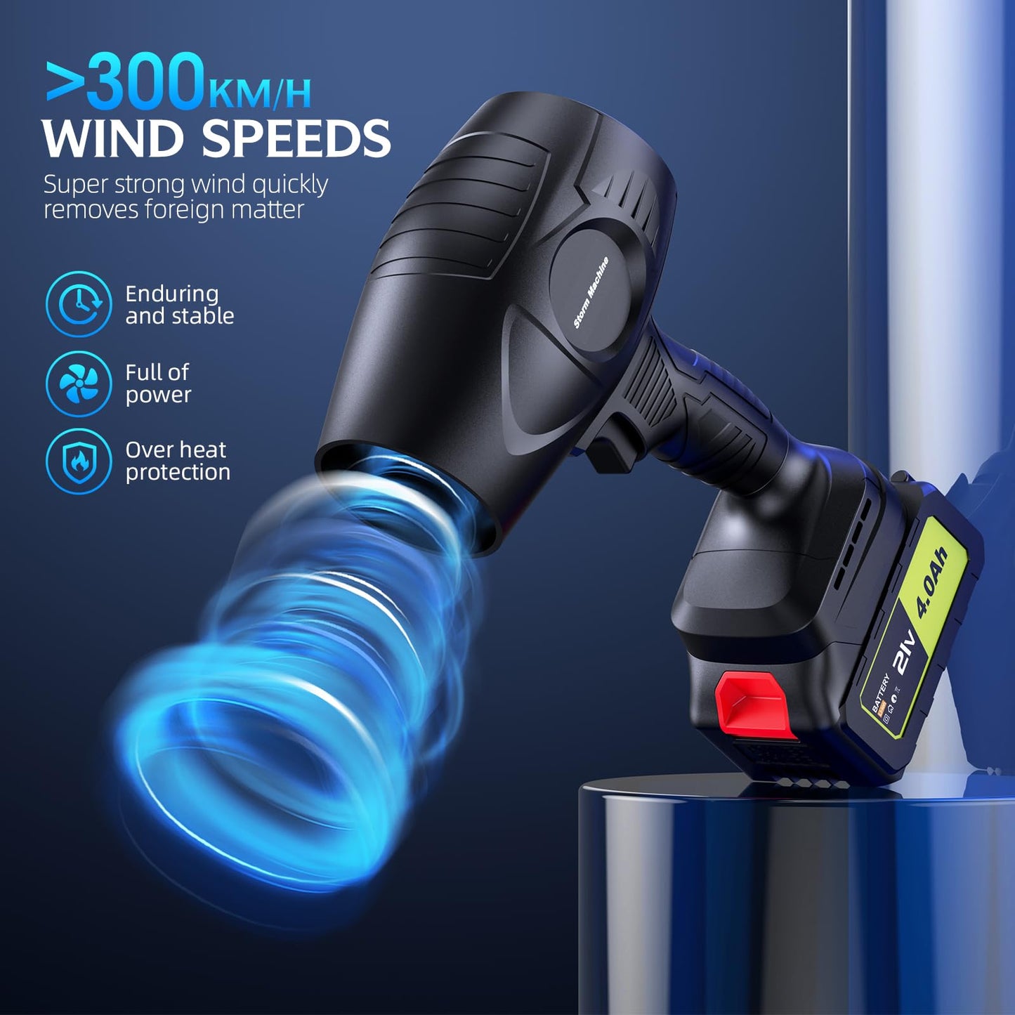 Cordless Electric Leaf Blower – 300,000 RPM, 2x 4.0Ah Batteries Included