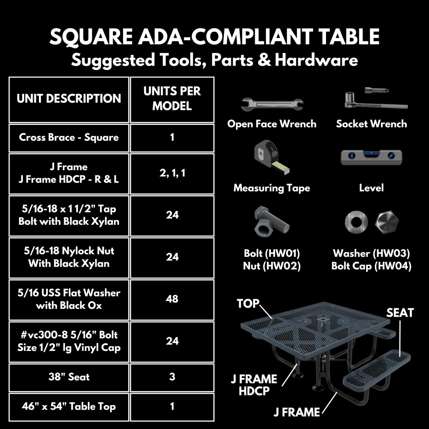 Coated Outdoor Furniture Heavy-Duty Portable Outdoor Picnic Table with Umbrella Hole, Expanded Metal Commercial-Grade Patio Dining Furniture Made in America (46" Square Top, Green)