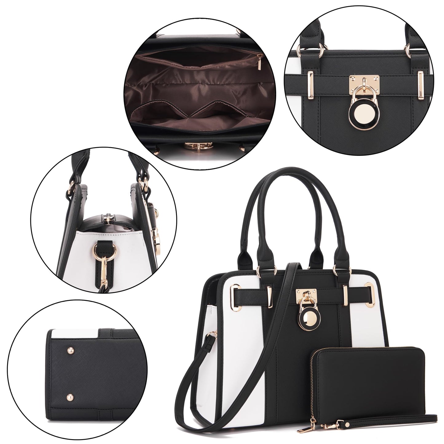 Handtaschen-Sets für Damen, Schultertaschen mit Griff oben, Arbeitstasche, Tragetasche, Geldbörsen-Set mit passender Geldbörse, 2-teilig 