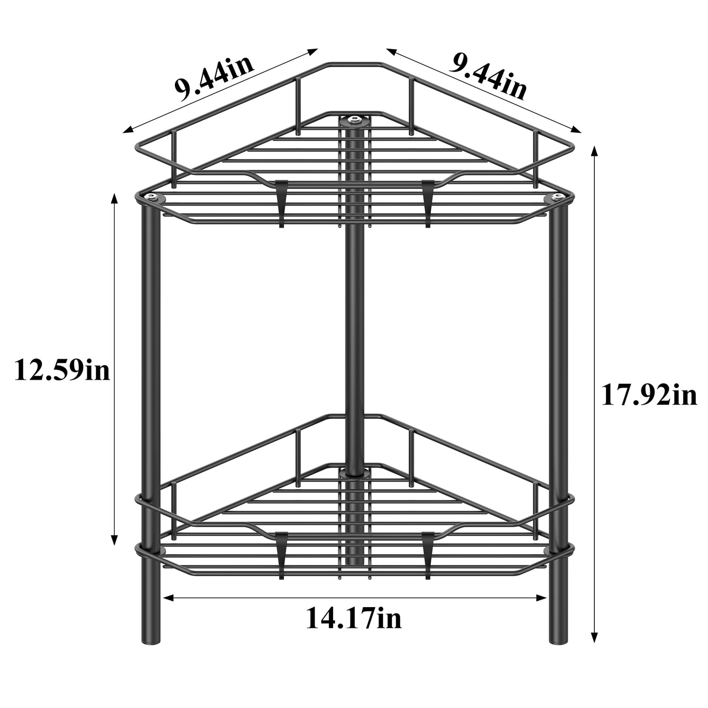 4 Tier Floor Standing Corner Shower Caddy Organizer Shelf with Hooks