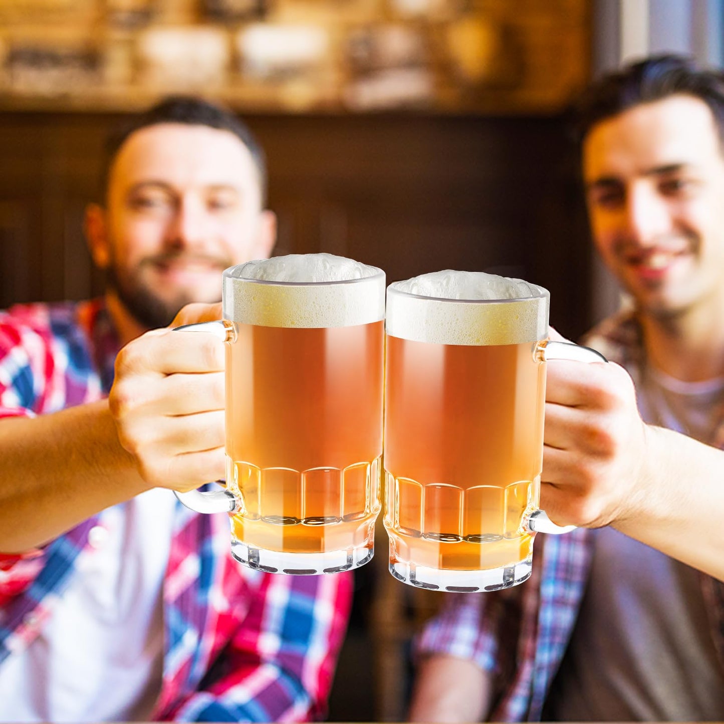 20 OZ Beer Stein Mugs, German Clear Large Tall Beer Glasses With Handle for Men, Set of 2