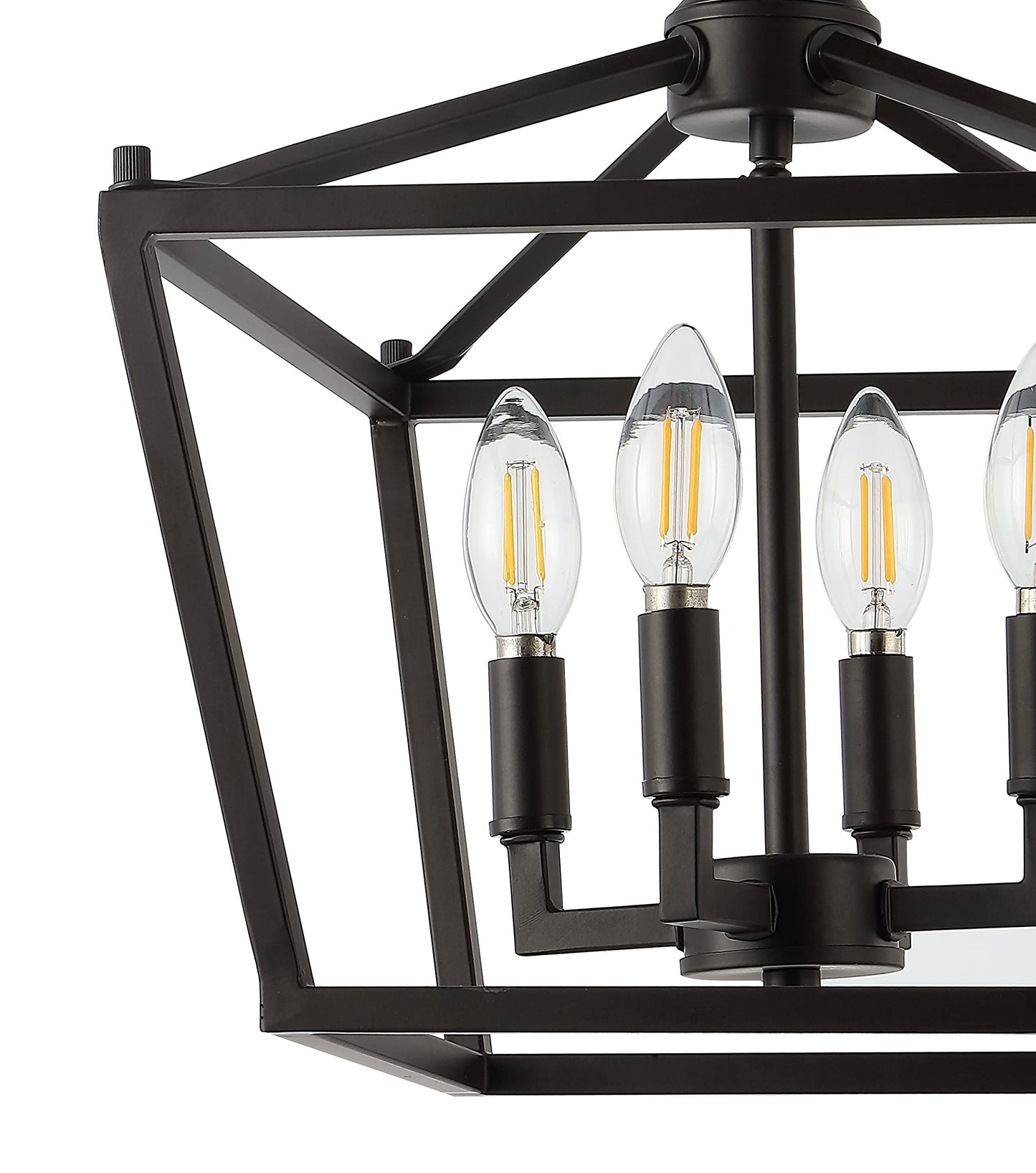 JONATHAN Y JYL7610A Plains Mini Lantern 12" 4-Light Iron Modern Farmhouse LED Flush Mount, Rustic, Industrial, Dimmable, 2700K Cozy Warm Light Kitchen, Hallway, Bathroom, Stairwell, Oil Rubbed Bronze