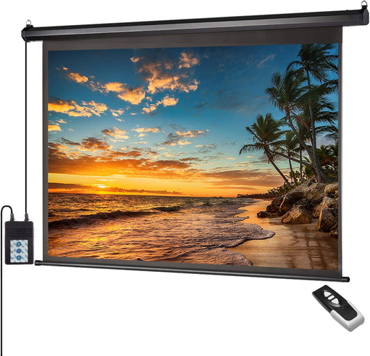 Motorized Projector Screen 100 inch 16:9 HD Diagonal Indoor and Outdoor Movie Screen with Remote Control for Family Home Office Theater, Black