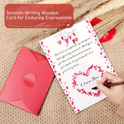 Wooden Valentines Day Card for Her Him, Romantic Wood Happy Valentines Day Gifts for Husband Wife Girlfriend Boyfriend, Wooden Valentine Greeting Card