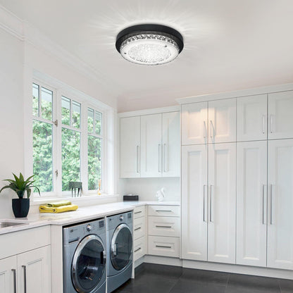 Black Crystal Flush Mount Ceiling Light – Modern Dimmable LED