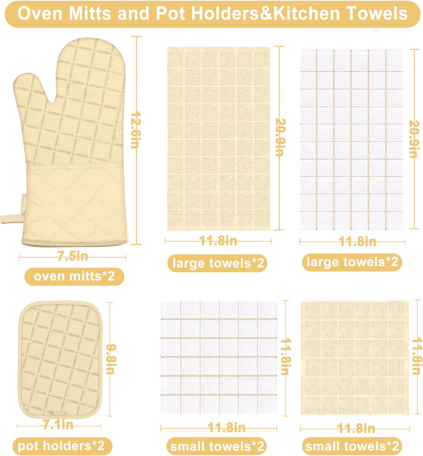 Ofenhandschuhe, Küchentücher und Geschirrtücher, Topflappen-Sets, Ofenhandschuhe, Küchengeschirrtücher, 500 Grad hitzebeständige Topflappen mit rutschfester Silikonoberfläche zum Kochen, Grillen, Backen, Schwarz 