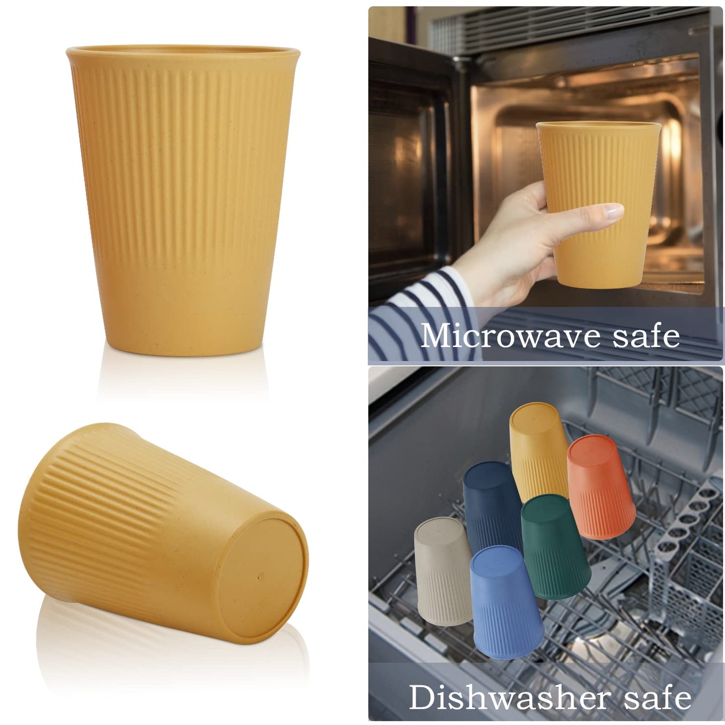 Homienly Wheat Straw Cups – Reusable, Unbreakable, Tumblers, Stackable & Dishwasher Safe