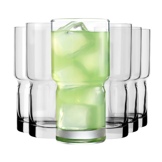 Libbey Newton Tumbler Drinking Glasses, Stackable, Tall Drinking Glasses Set of 6, 16 oz Glasses Drinking Set for Holidays, Birthdays, and More