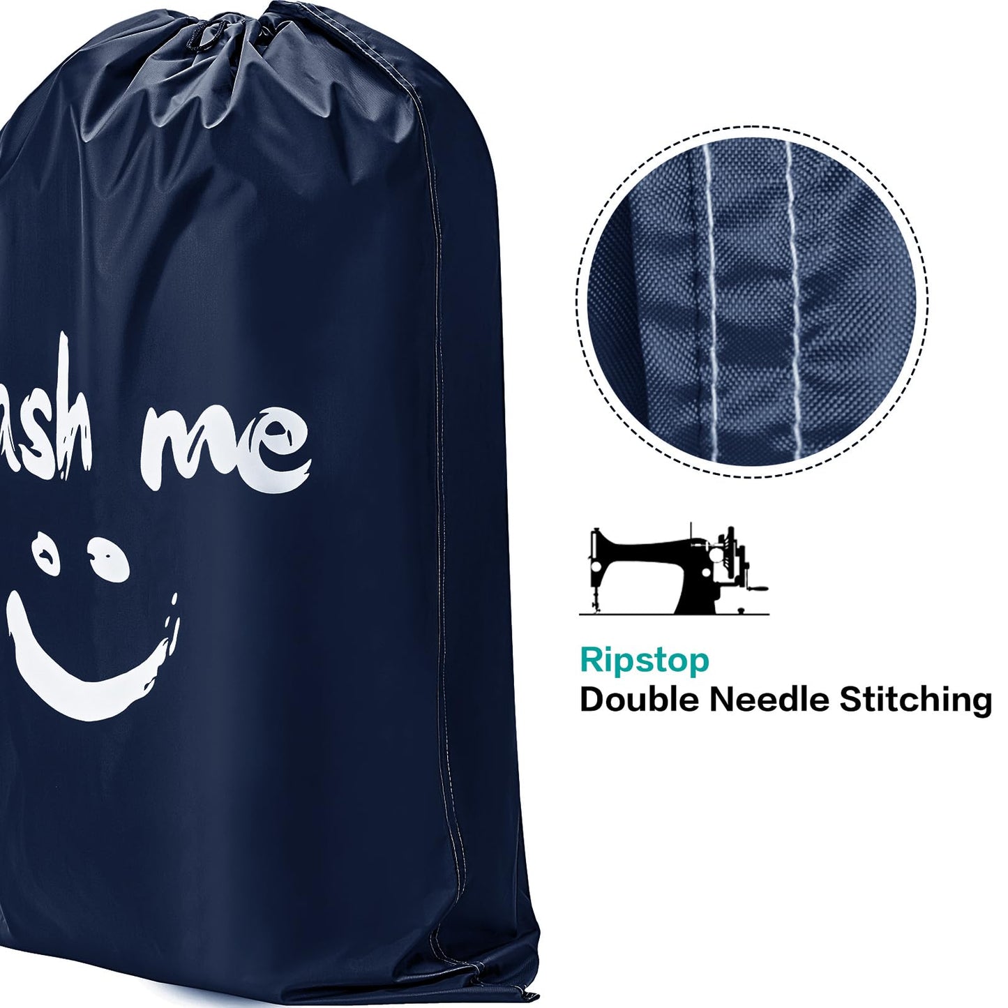 HOMEST 2er-Pack XL-Wäschebeutel „Wash Me“ für unterwegs, Organizer für schmutzige Kleidung, groß genug für 4 Ladungen Wäsche, passt problemlos in einen Wäschekorb oder Wäschekorb 