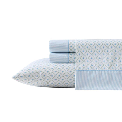 Laura Ashley - Sheet Set, Breathable Cotton Percale Bedding with Matching Pillowcases, Soft Home Decor