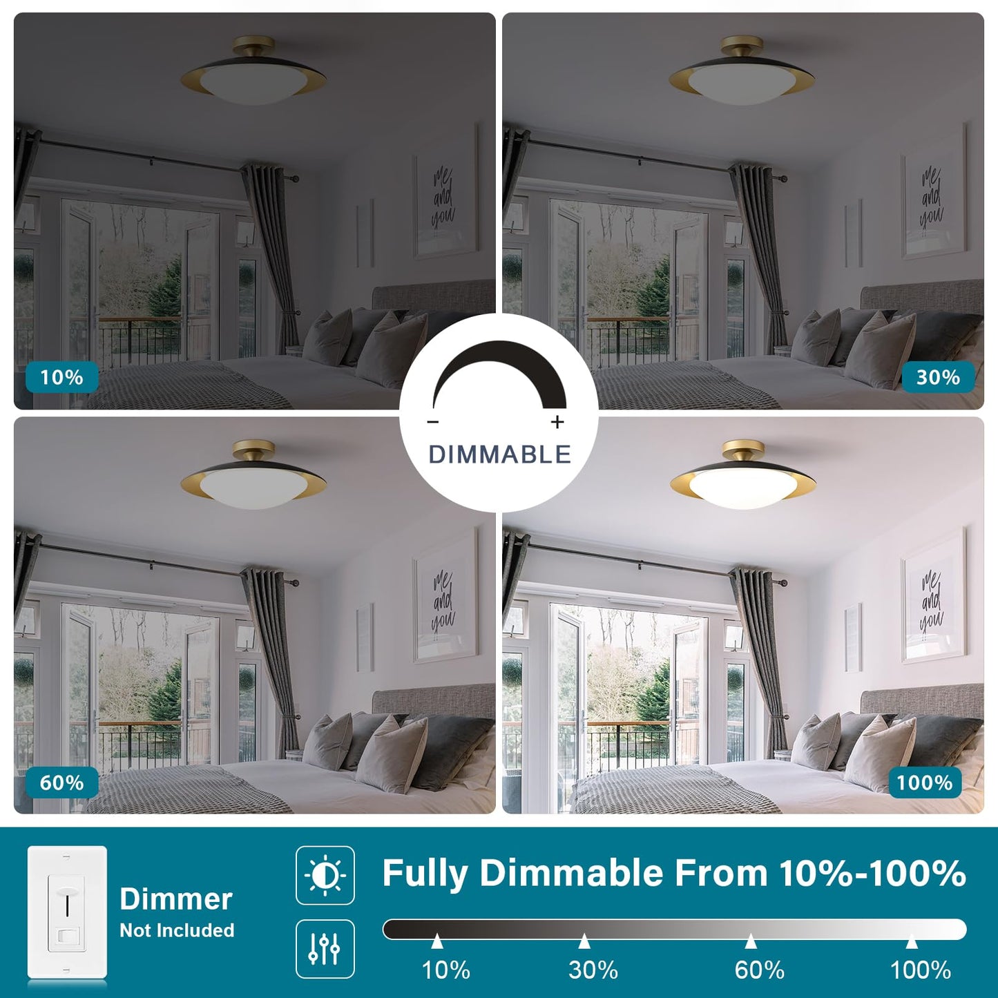 Dimmbare, moderne Deckenleuchte mit halbbündiger Montage im Mid-Century-Stil mit Acrylschirm, schwarz-goldene LED-Deckenleuchte, 5 CCT 2700 K-6000 K, Leuchte für Flur, Schlafzimmer, Küche, Waschküche, Wohnzimmer, 15,7 Zoll 