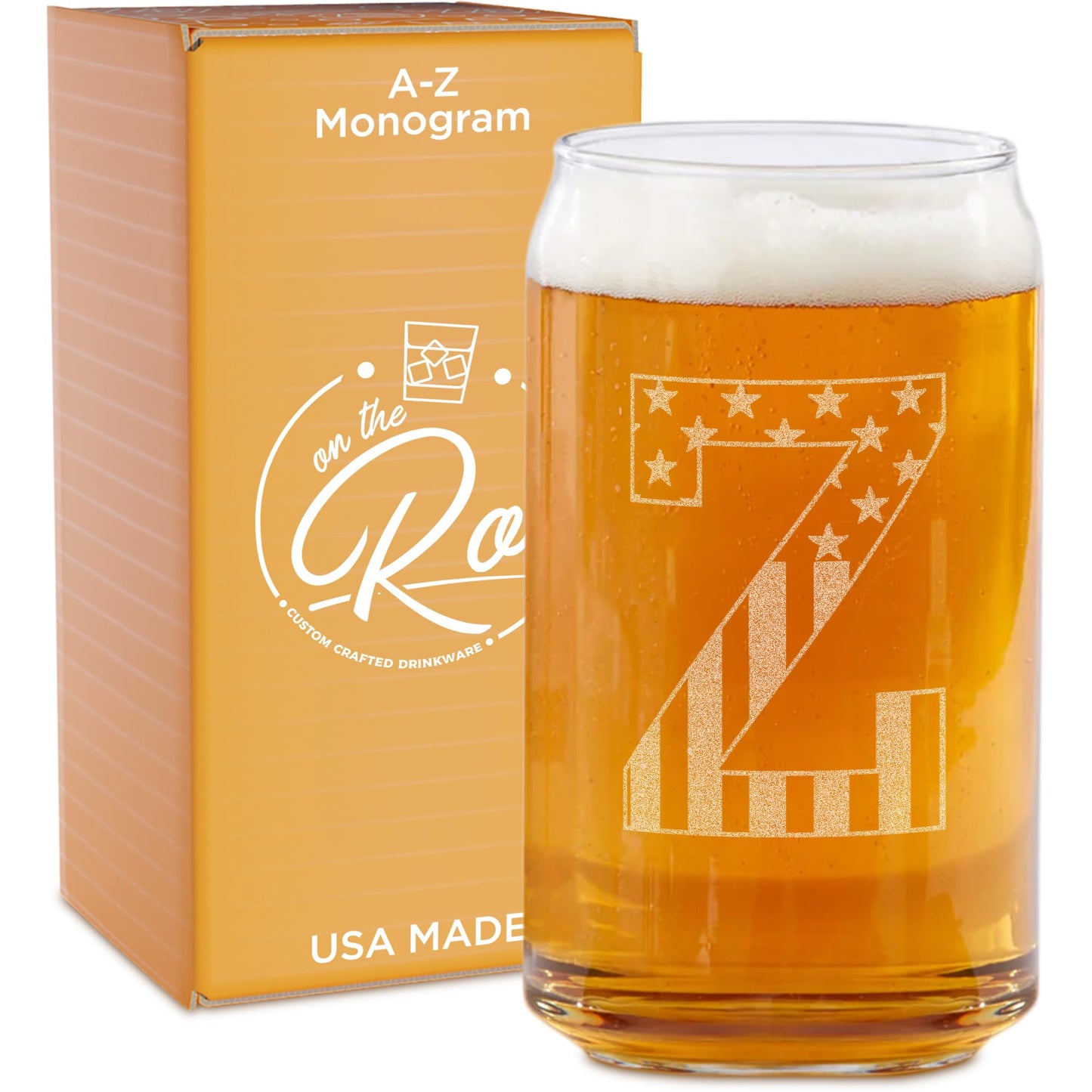 Verres à bière monogrammés pour hommes (AZ) 16 oz - Cadeaux de bière gravés pour hommes Frère Fils Papa Voisin - Cadeaux de Noël uniques pour lui - Chopes à bière personnalisées (J) 