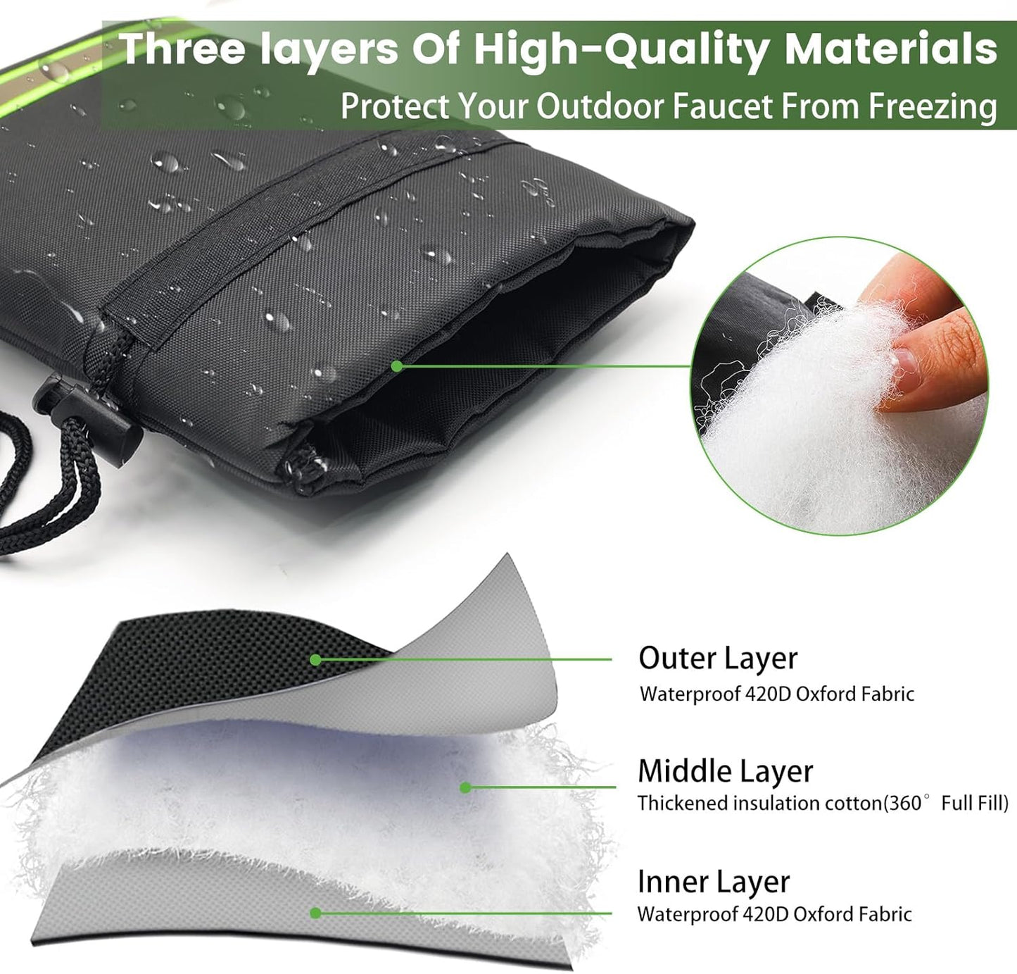 Outdoor Faucet Covers for Winter Freeze Protection, 4-Pack Hose Bib Insulation Socks, Waterproof, Fits Standard Faucets