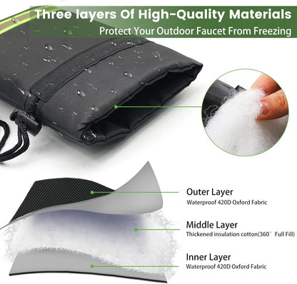 Outdoor Faucet Covers for Winter Freeze Protection, 4-Pack Hose Bib Insulation Socks, Waterproof, Fits Standard Faucets