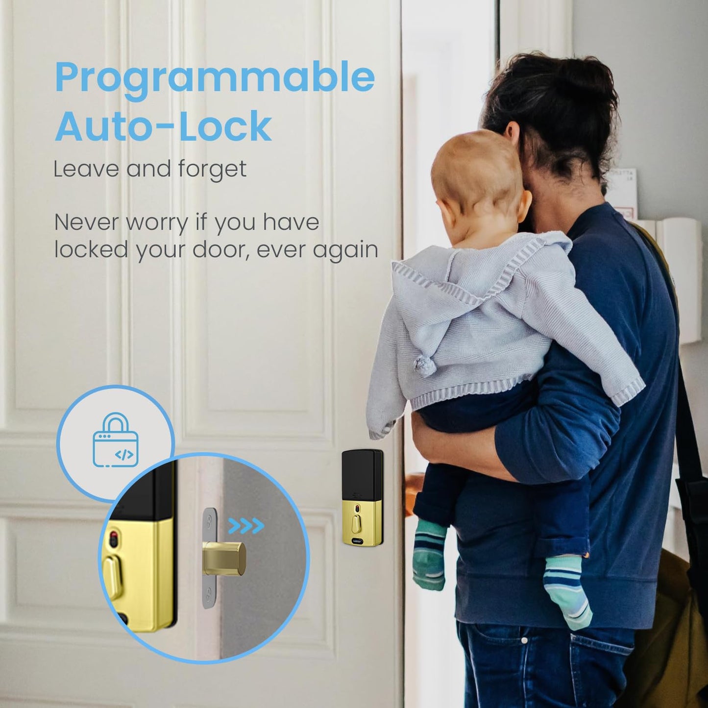 Serrure intelligente Lockly Vision, sonnette vidéo HD, serrures intelligentes pour porte d'entrée, serrure de porte à empreinte digitale, clavier à écran tactile, contrôle par application, sans frais mensuels, verrouillage automatique - Nickel satiné 