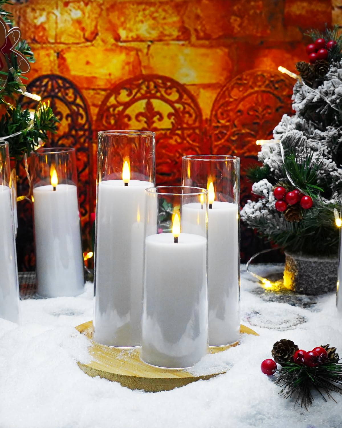 Flickering Flameless Candles Battery Operated with Remote and 2/4/6/8 H Timer Plexiglass Led Pillar Candles Pack of 9 (D2.3"xH 5"6"7")with Realistic Moving Wick Candles for Home Decor(White)