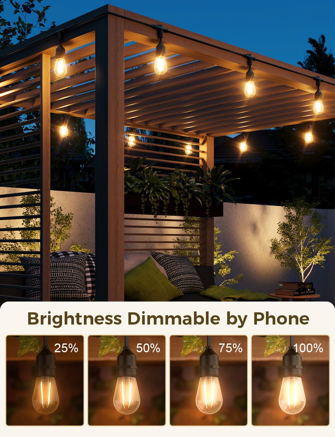 Smart Outdoor LED String Lights – App & Alexa Control, Waterproof