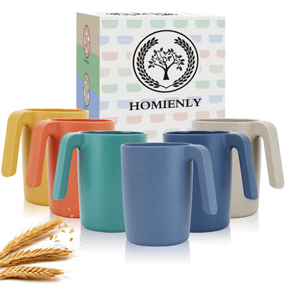 Homienly Wheat Straw Cups – Reusable, Unbreakable, Tumblers, Stackable & Dishwasher Safe