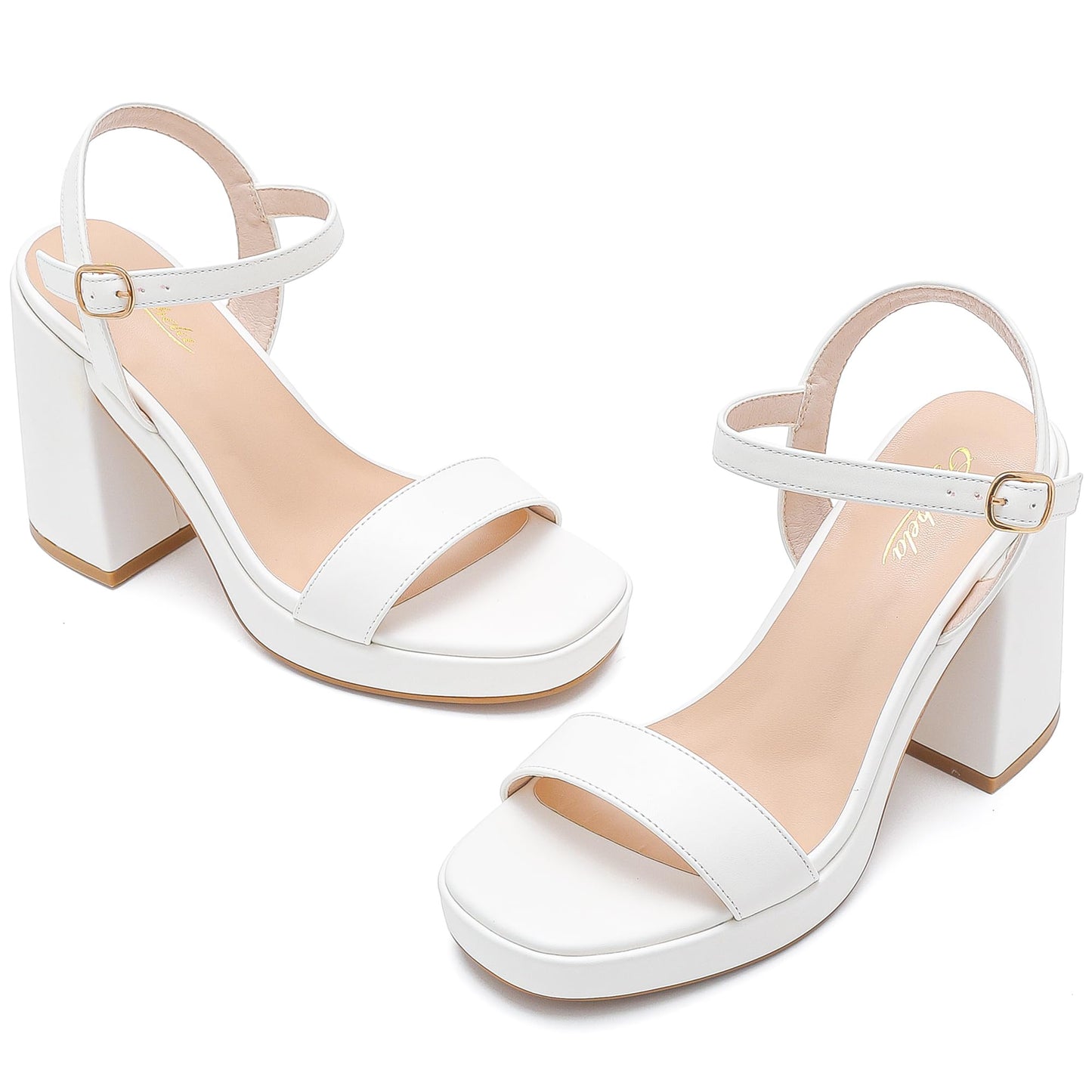 Platform Sandals Women Fashion Block Chunky Heeled Sandals Open Toe High Heels Evening Wedding Party Prom Dance Summer Ankle Strap Dress Shoes