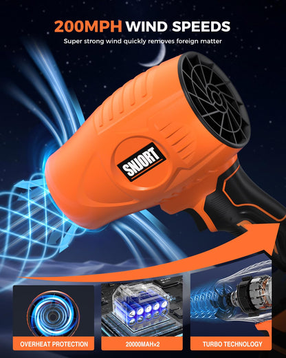 Leaf Blower Cordless with Battery and Charger,980,000 RPM,Extended Nozzle,Lightweight Handheld Design,Blower for Patio, Lawn, Yard, Deck Cleaning（Reddish Orange）