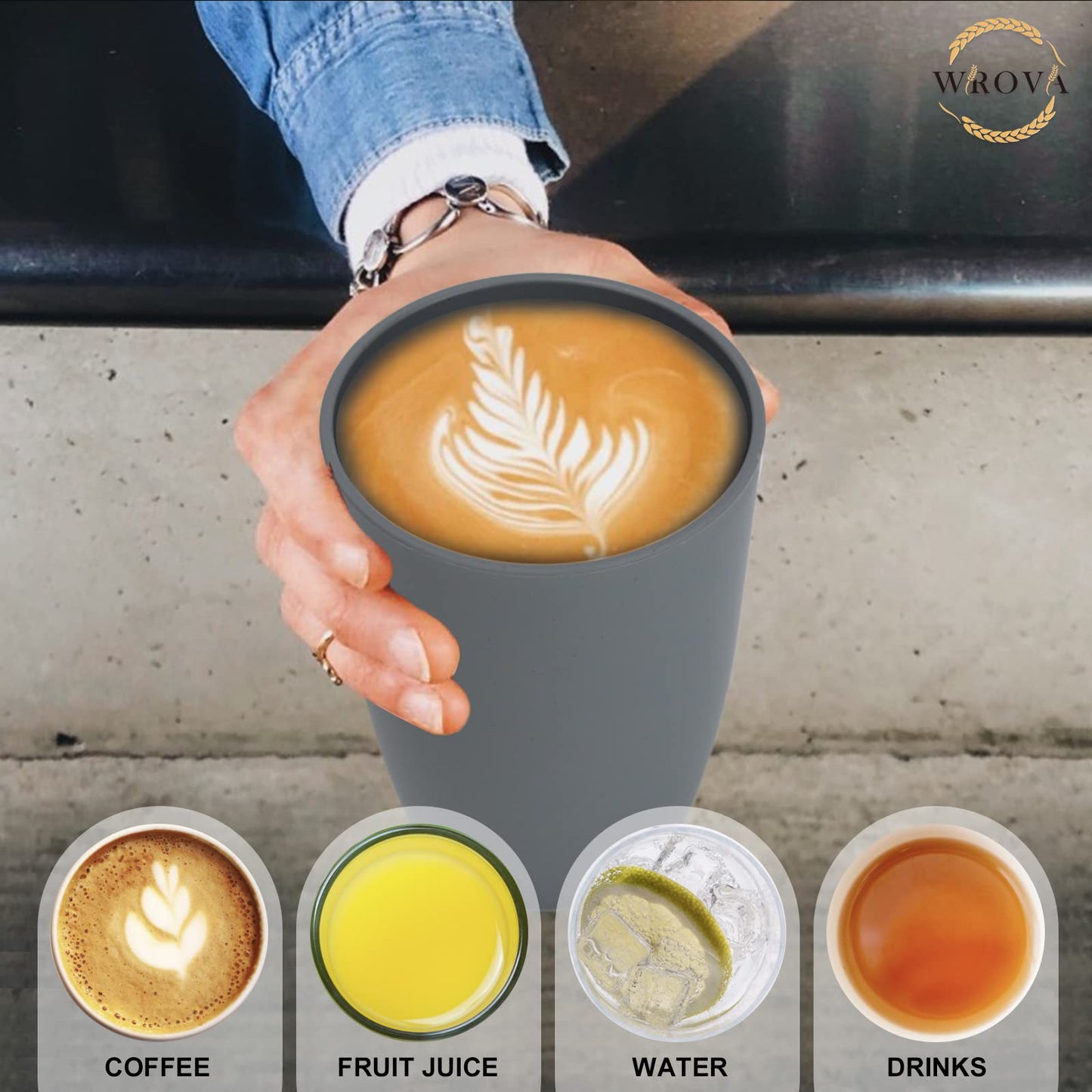 Wheat Straw Cups 8 PCS Good Alternative to Plastic Reusable Cups 20 oz Unbreakable Drinking Cup Reusable Dishwasher Safe Water Plastic Glasses Colorful Series