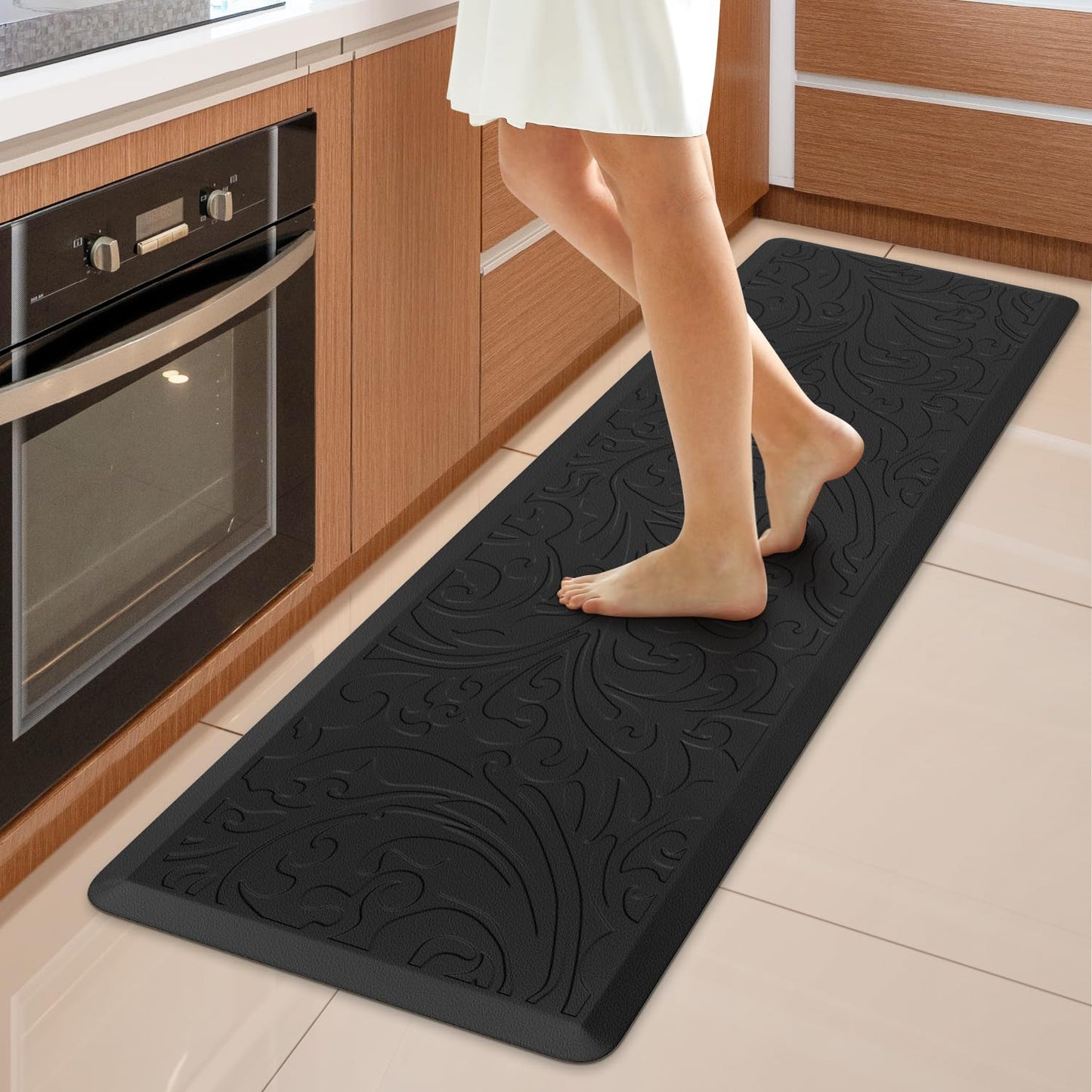 KMAT Tapis de cuisine rembourré anti-fatigue, imperméable, antidérapant, ergonomique, confortable, pour la maison, le bureau, l'évier, la buanderie, le bureau, 43,9 cm (l) x 71,1 cm (L), gris 