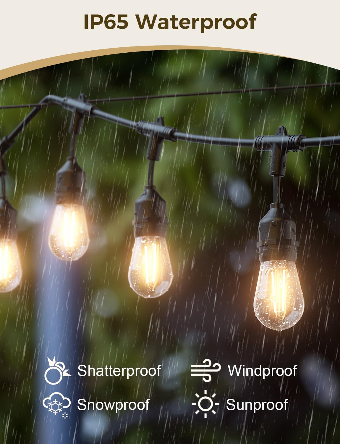 Smart Outdoor LED String Lights – App & Alexa Control, Waterproof