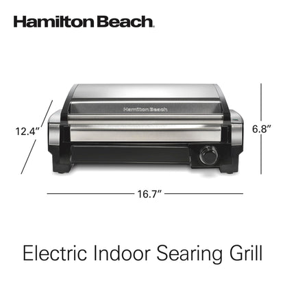Electric Indoor Searing Grill – 118 sq. in., Viewing Window, Adjustable Temp to 450°F, Stainless Steel