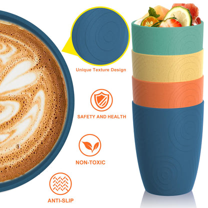 Homienly Wheat Straw Cups – Reusable, Unbreakable, Tumblers, Stackable & Dishwasher Safe