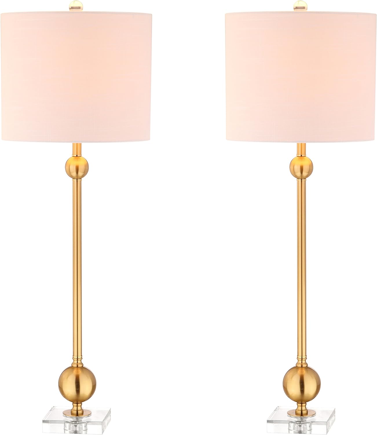 JONATHAN Y JYL2010A-SET2 Lot de 2 lampes de table Hollis 34" Lampe de table LED en métal Lampe de chevet contemporaine moderne et glamour pour chambre à coucher, salon, bureau, bibliothèque universitaire, laiton 