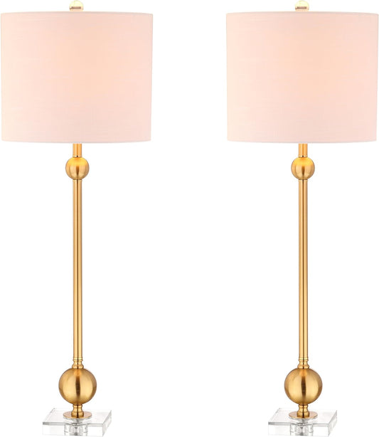 JONATHAN Y JYL2010A-SET2 Lot de 2 lampes de table Hollis 34" Lampe de table LED en métal Lampe de chevet contemporaine moderne et glamour pour chambre à coucher, salon, bureau, bibliothèque universitaire, laiton 