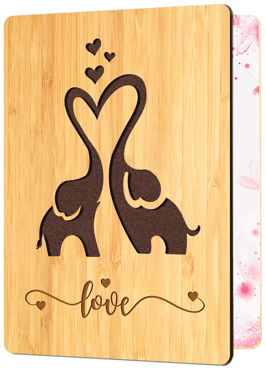 Cartes de vœux en bois de bambou faites à la main avec des cœurs Amour pour femme mari petite amie elle lui amis anniversaire mariage utilisation durable 