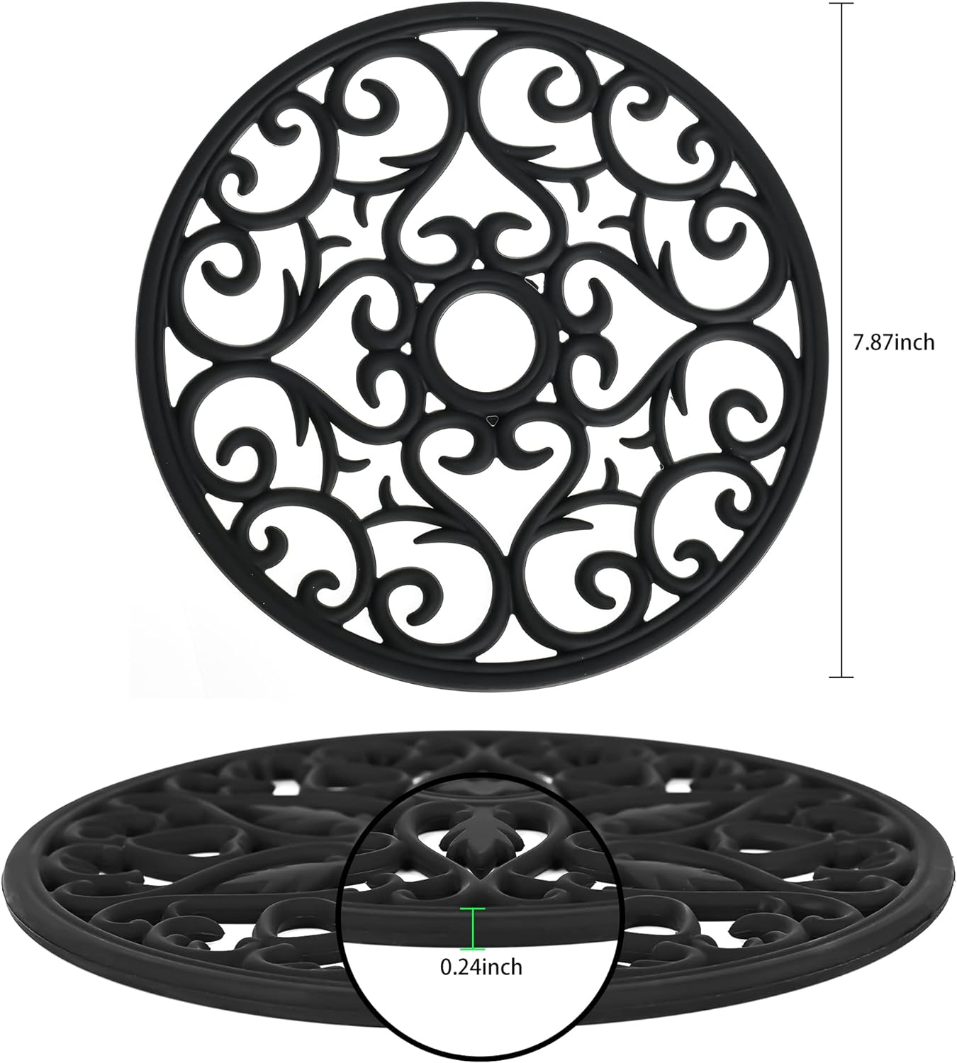 Smithcraft Silicone Trivets for Hot Dishes, Pots & Pans, Hot Pads for Kitchen, Multi-use Carved Heat Resistant Mat for Counter, Silicone Trivet Mat Pot Holders for Table & Countertops Set of 6 Grey