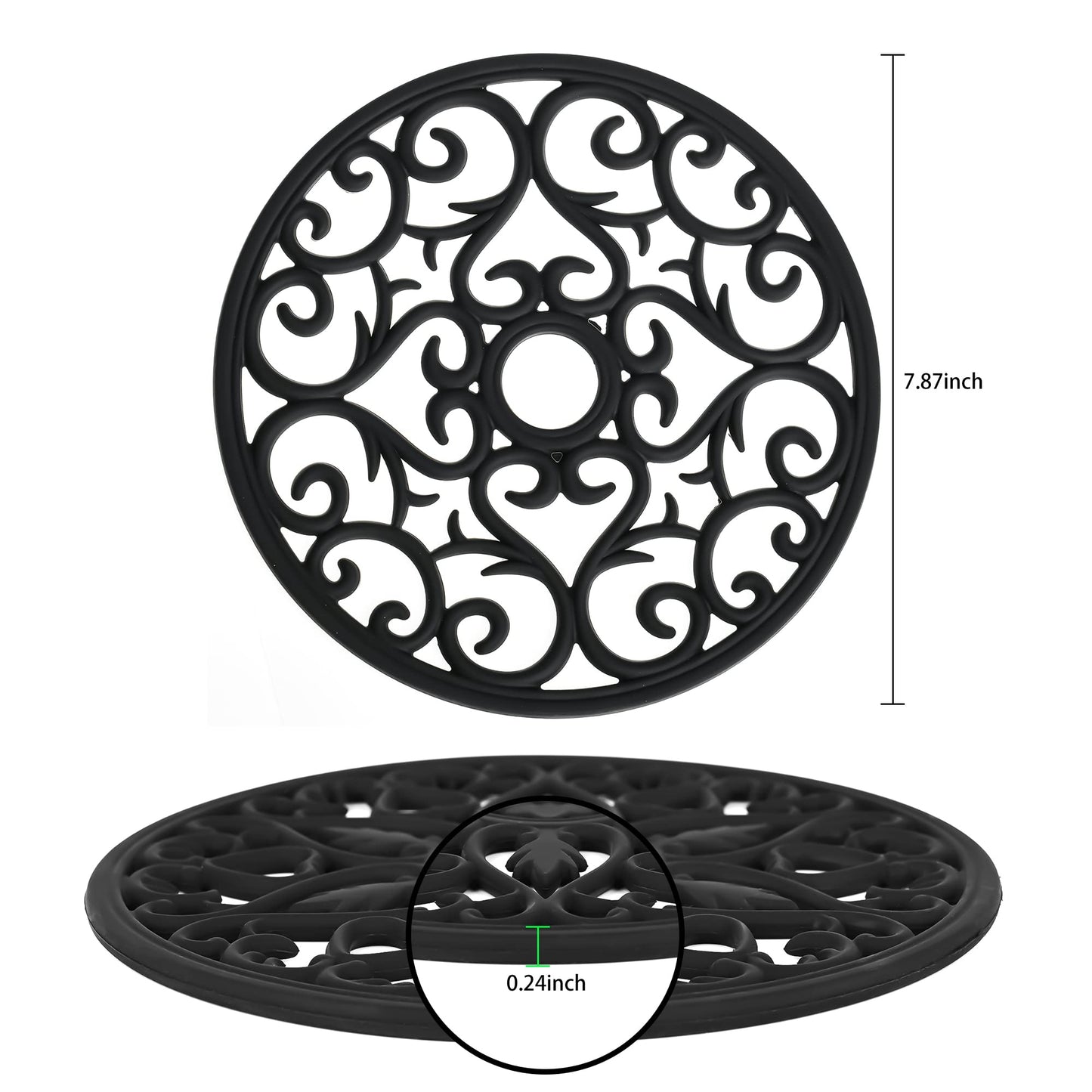 Dessous de plat en silicone Smithcraft pour plats chauds, casseroles et poêles, dessous de plat pour cuisine, tapis résistant à la chaleur sculpté multi-usage pour comptoir, dessous de plat en silicone pour maniques pour table et comptoirs, lot de 6, gris 