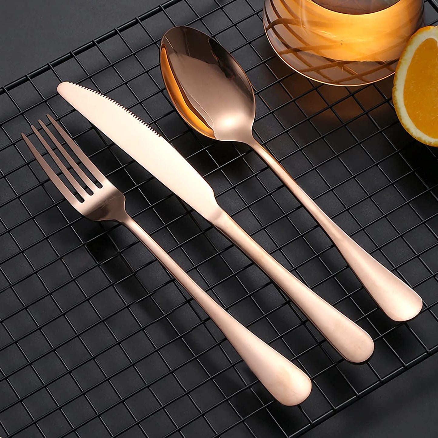 Portable Travel Utensils Set, 18/8 Stainless Steel 3 PCS Cutlery Set Including Knife Fork and Spoon, Reusable Travel Silverware Set with Case for Lunch Box Camping School Office