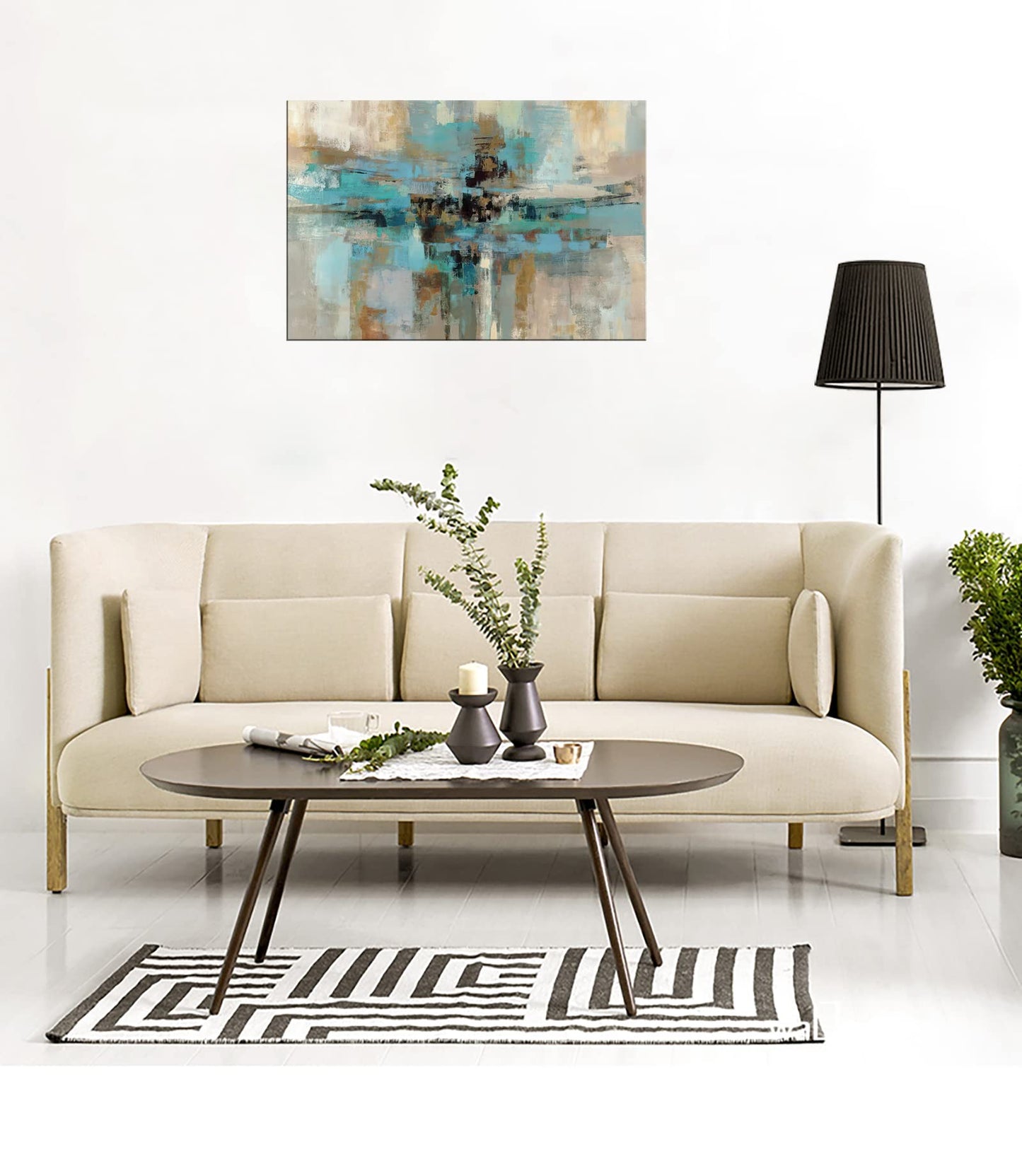 DZL Art A74675 Gold Abstract Painting Modern Decor Wall Art Gold Canvas Gray Painting Contemporary Decor Gray Abstract Canvas Living Room Art Painting