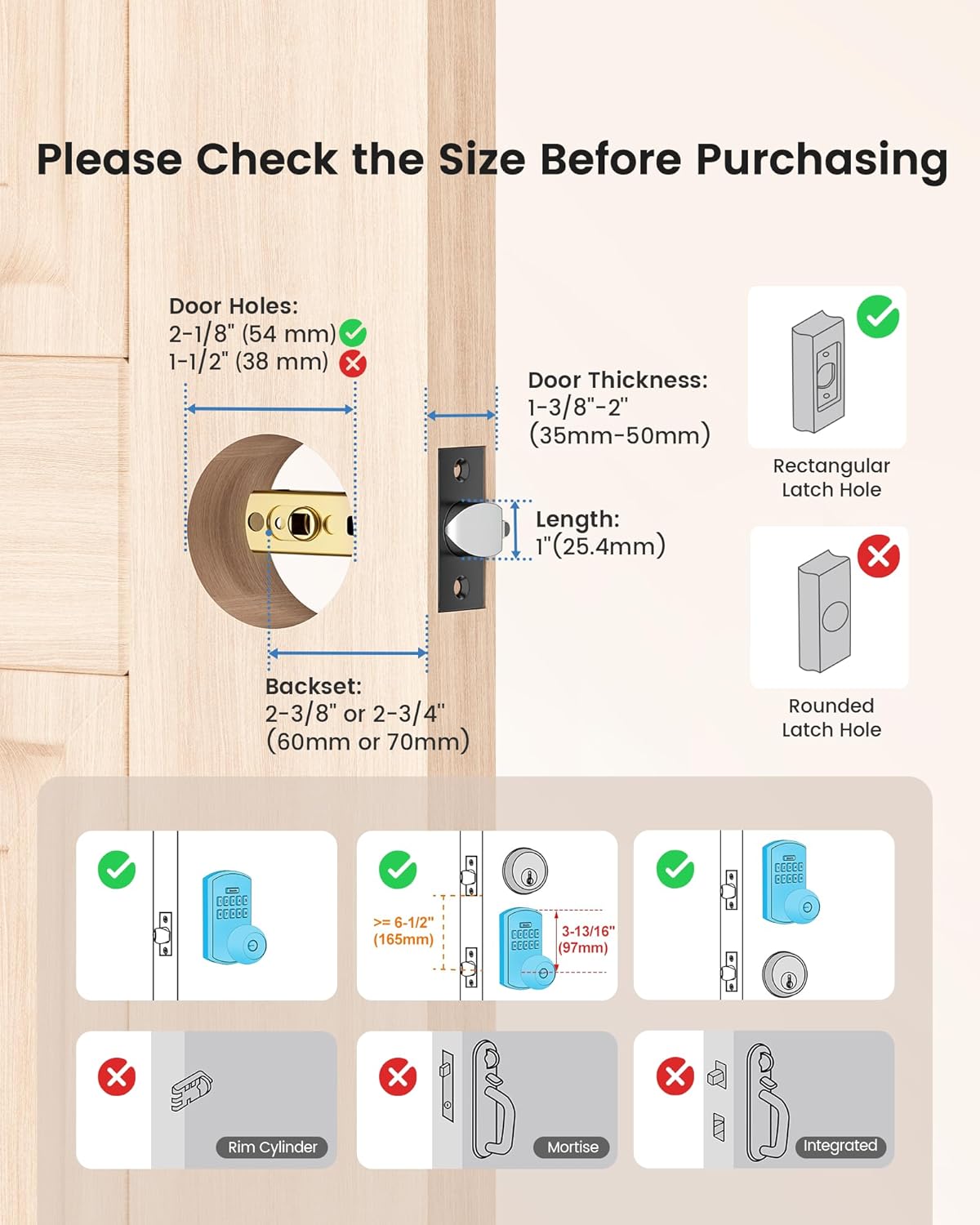 Keypad Smart Door Lock with Auto-Lock, Anti-Peeping Code & Backlit Keypad – Keyless Entry for Home or