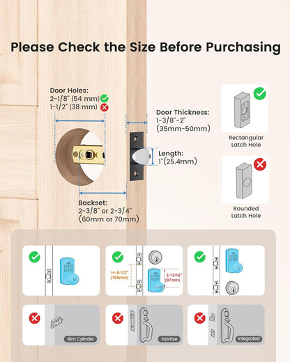 Keypad Smart Door Lock with Auto-Lock, Anti-Peeping Code & Backlit Keypad – Keyless Entry for Home or