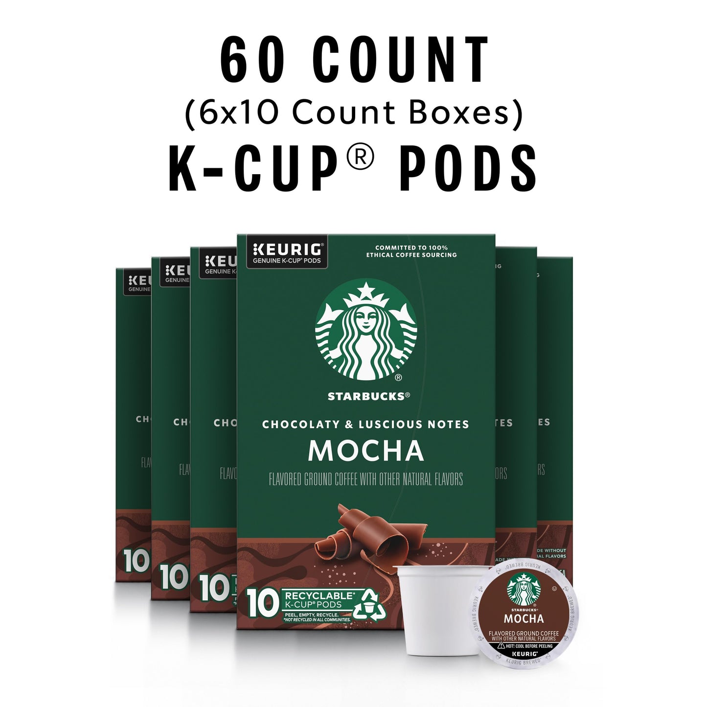 Capsules de café Starbucks K-Cup, pack de variétés de café naturellement aromatisé pour les cafetières Keurig, 100 % arabica, 1 boîte (40 capsules) 