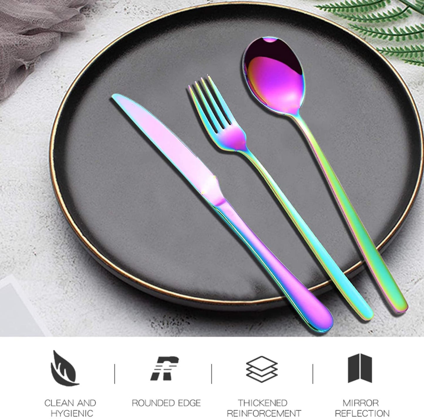 Portable Travel Utensils Set, 18/8 Stainless Steel 3 PCS Cutlery Set Including Knife Fork and Spoon, Reusable Travel Silverware Set with Case for Lunch Box Camping School Office