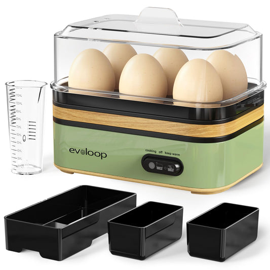 Rapid Egg Cooker Electric 6 Eggs Capacity, Soft, Medium, Hard Boiled, Poacher, Omelet Maker Egg Poacher With Auto Shut-Off, BPA Free