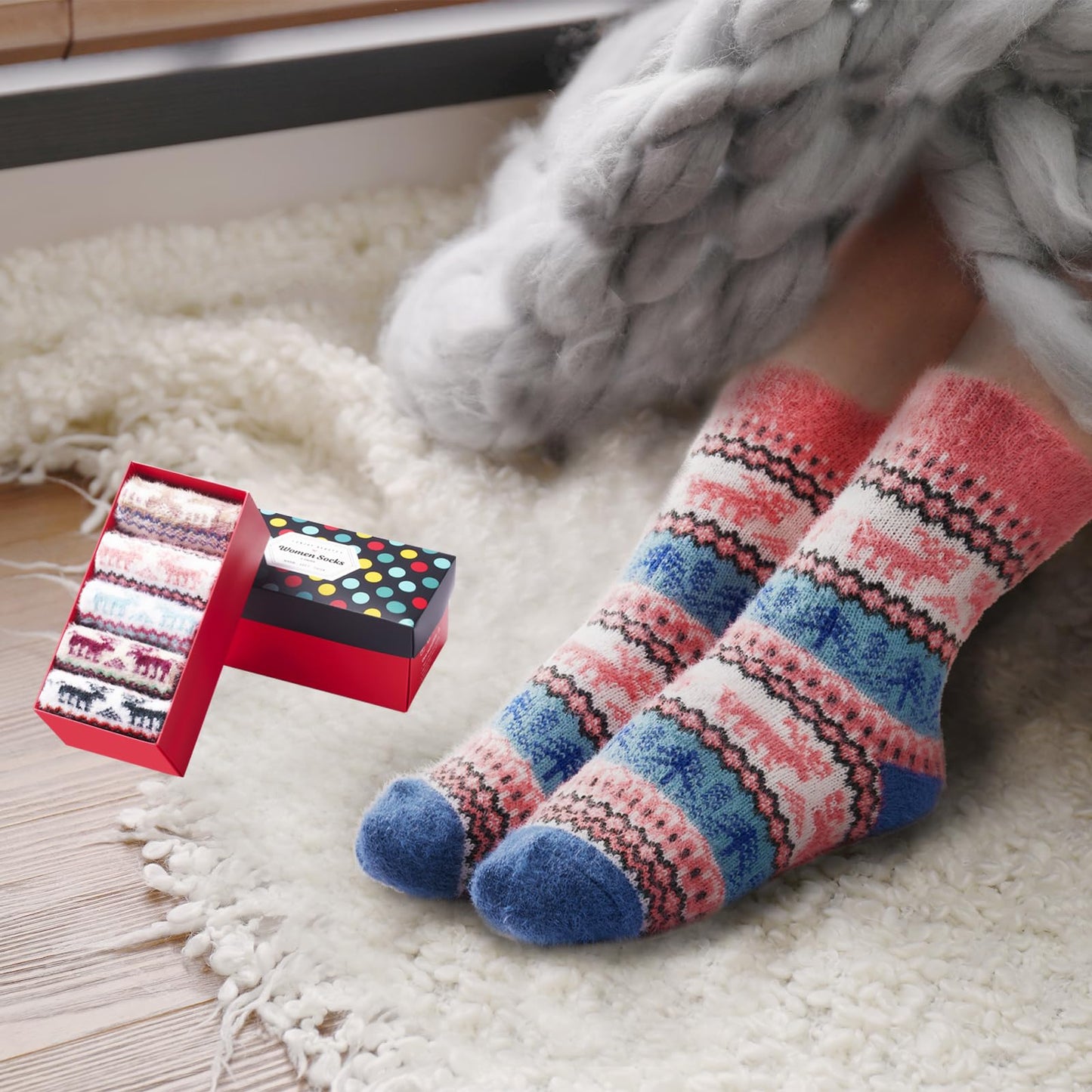 5 Pairs Fuzzy Soft Cozy Comfortable Socks for Women, Casual Sleep Comfy Socks, Perfect Warm Winter Gifts for Women