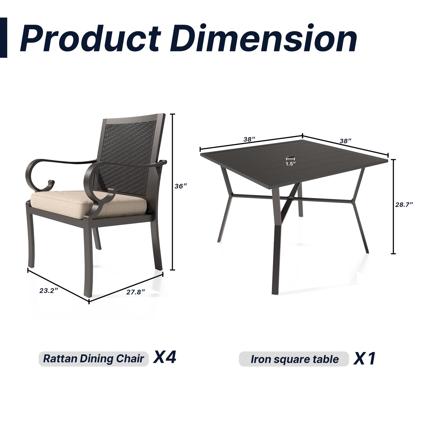 Ensemble de salle à manger de patio 15 pièces Meubles d'extérieur en rotin Ensemble de salle à manger avec 3 plateaux de table carrés en verre 12 chaises avec coussins bleu marine pour patio, arrière-cour, cuisine extérieure, pelouse et jardin 