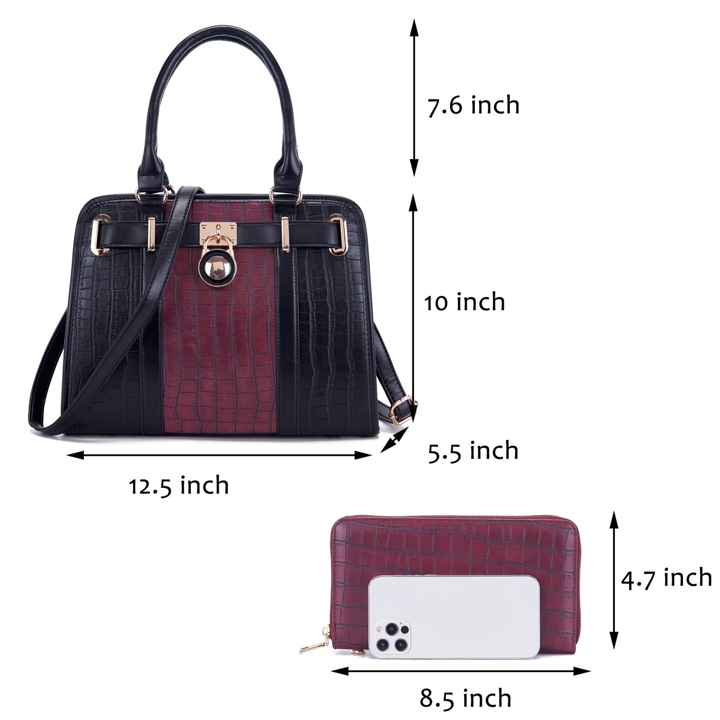 Handbags Sets For Women Shoulder Bags Top Handle Work Satchel Tote Purses Set With Matching Wallet 2pcs